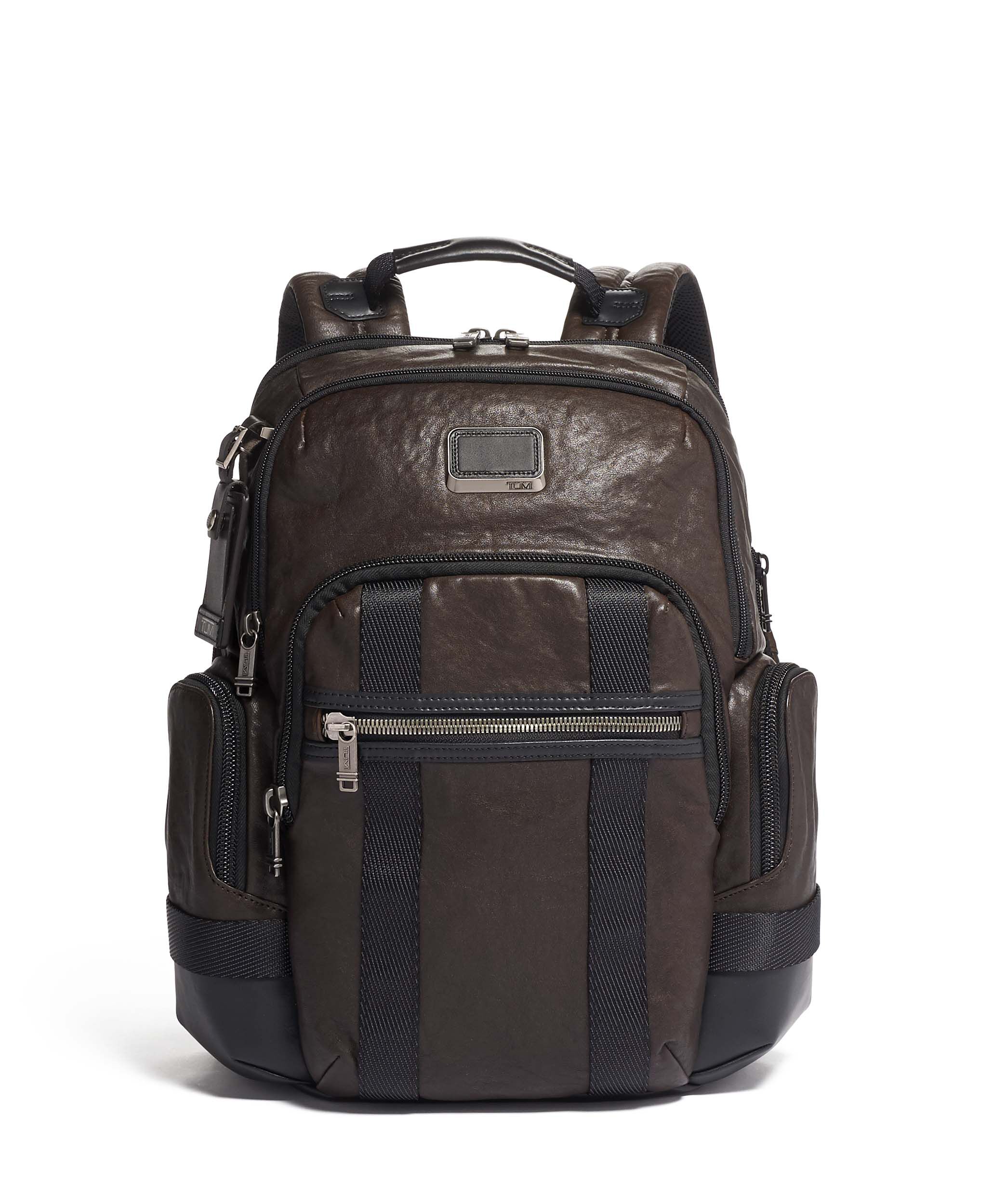 tumi leather backpack