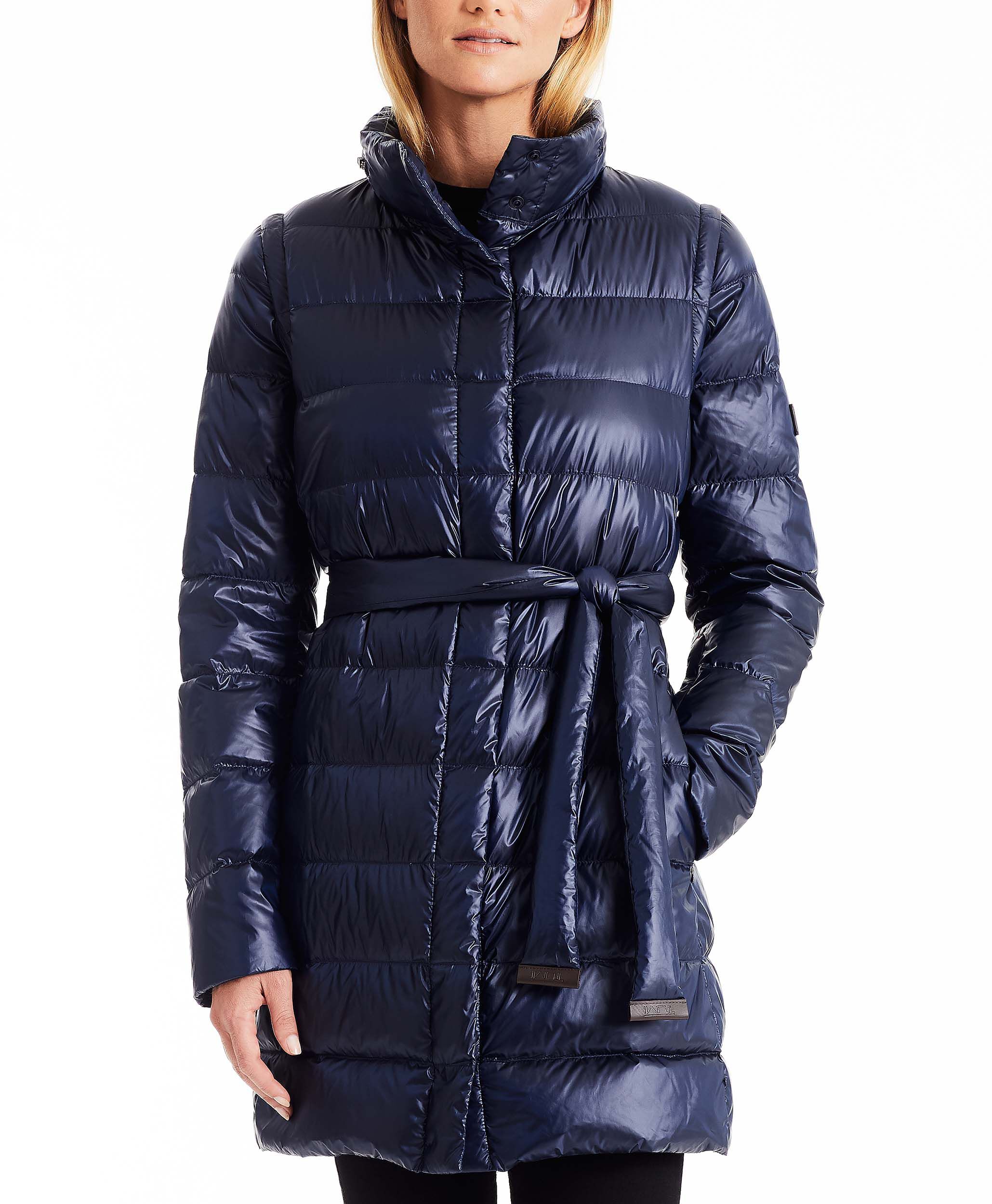 women's belted coat with hood